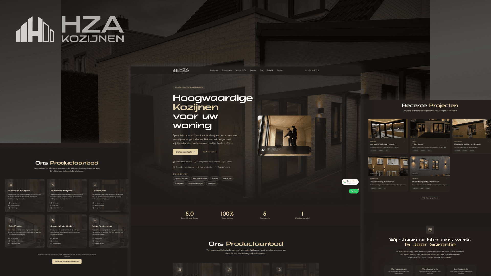 HZA Kozijnen website by Weblyfe